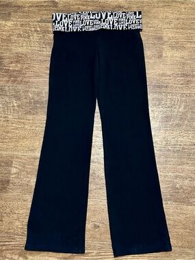 VS PINK VINTAGE BLING LOGO FOLD-OVER YOGA PANTS
